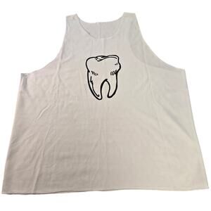 Women’s Oversized White Graphic Tank Top Tooth Print Sleeveless Top XXL
